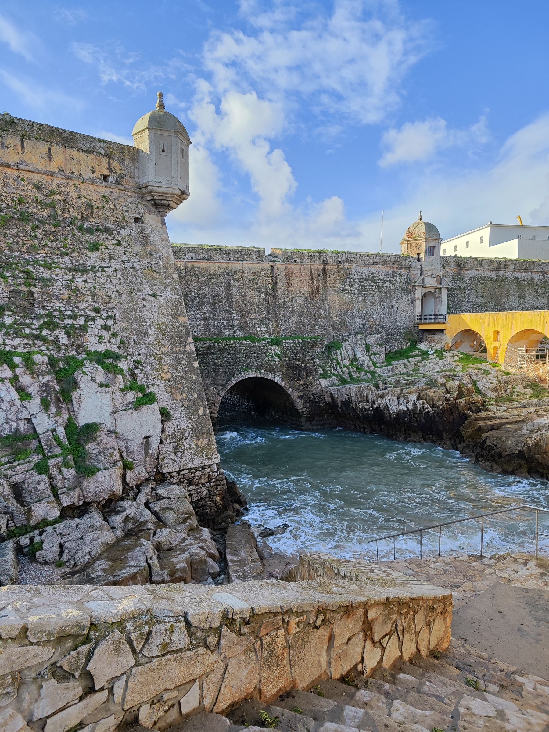 Historic fortified walls beside the Atlantic in Peniche