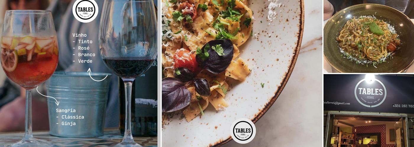 Food, wine and the entrance at Tables Ferrel